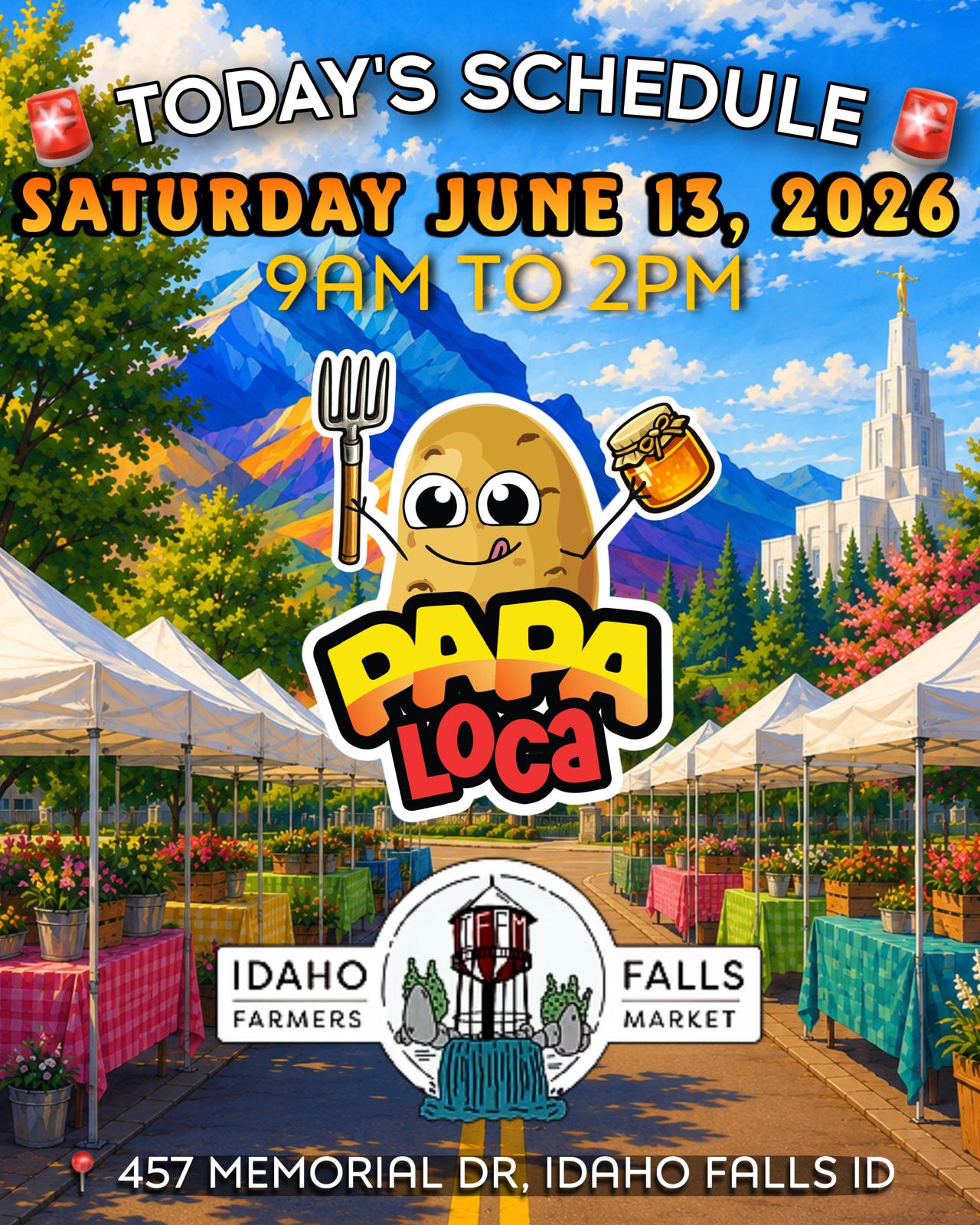 Papa Loca event flyer — Idaho Falls Farmers Market